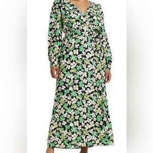 River Island Cara Floral Print Long
Sleeve Cotton Wrap Dress (Plus Size)